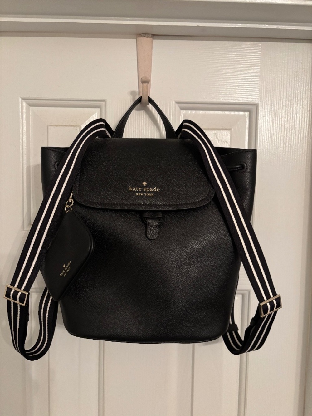 NWOT Kate Spade Black Pebble Leather Backpack Purse